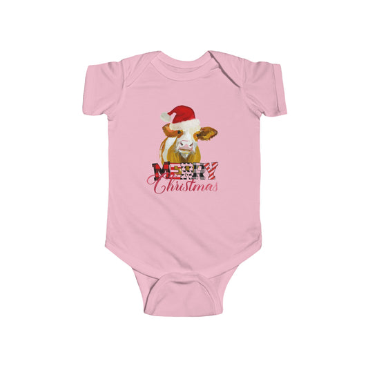 Merry Christmas Cow - Infant Fine Jersey Bodysuit