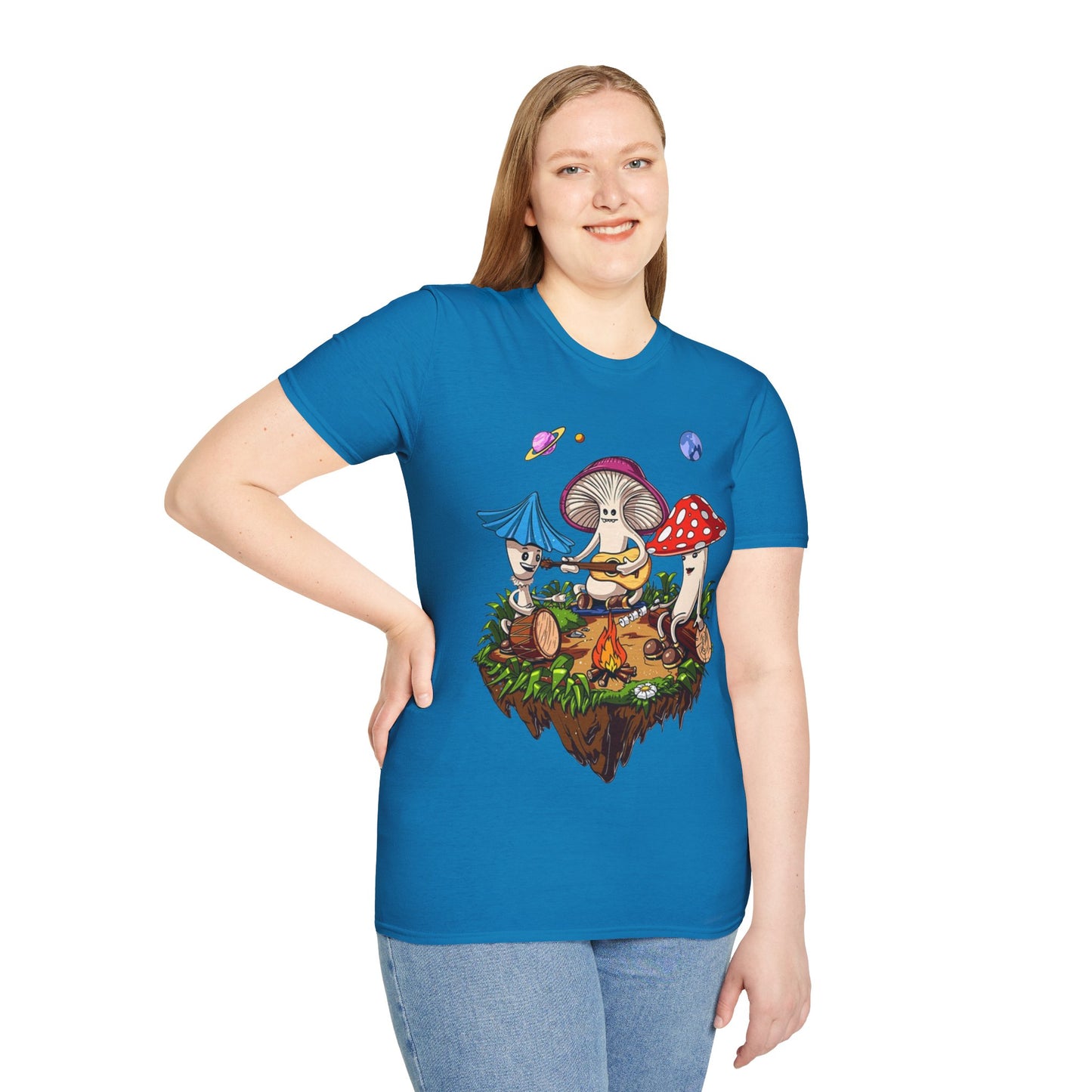 Shrooms around a campfire - Unisex Softstyle T-Shirt