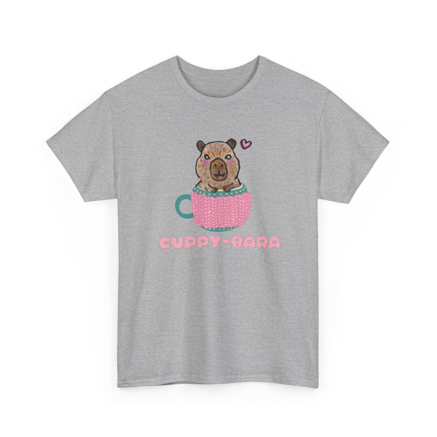 Cute Cuppy-Bara Unisex Heavy Cotton Tee – Adorable Animal Graphic Tee for Casual Wear