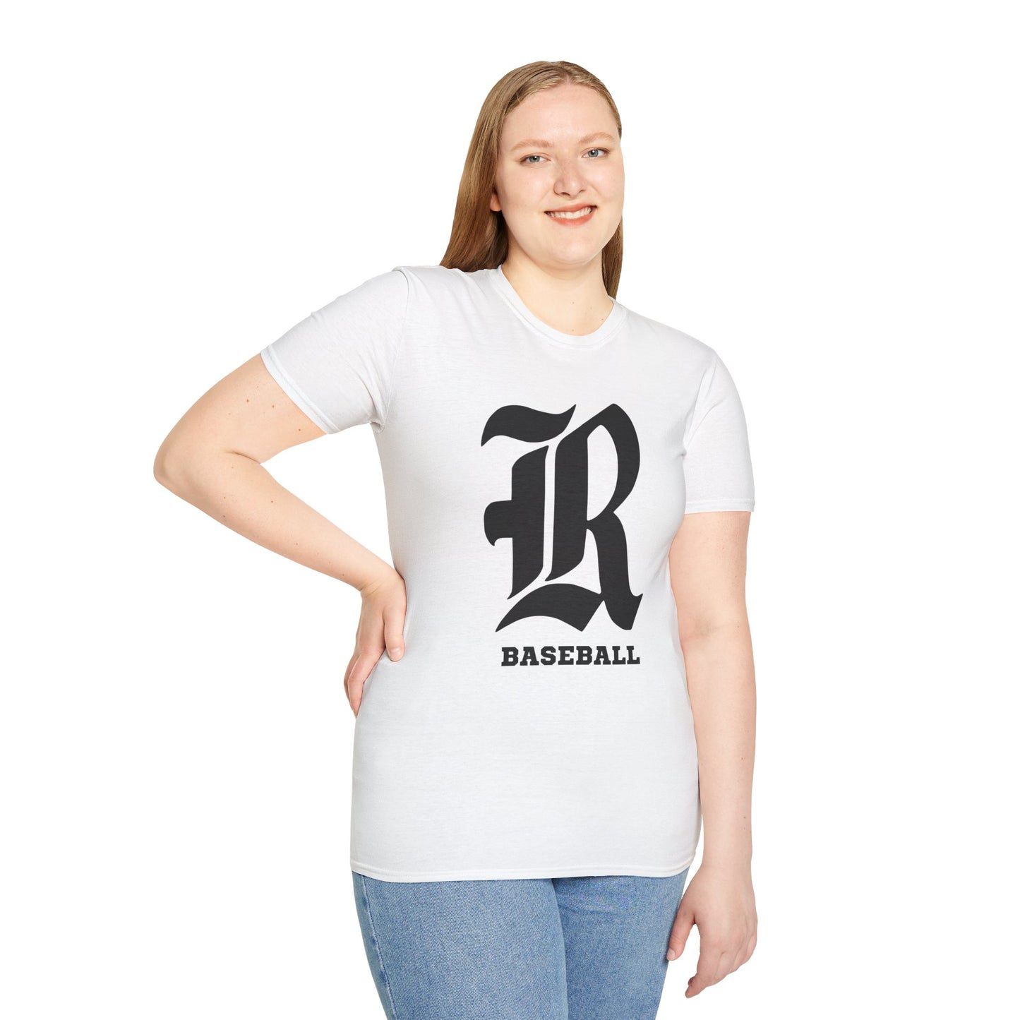 Custom one side Front or Back (RHS Baseball used as example) - Unisex Softstyle T-Shirt