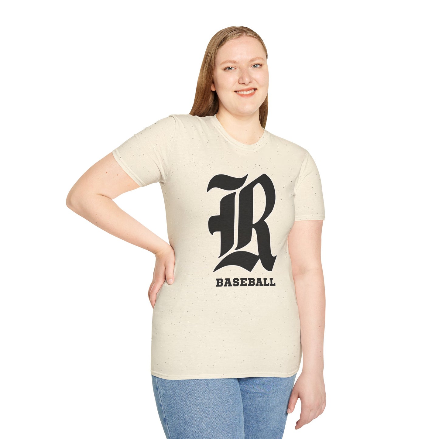 Custom one side Front or Back (RHS Baseball used as example) - Unisex Softstyle T-Shirt