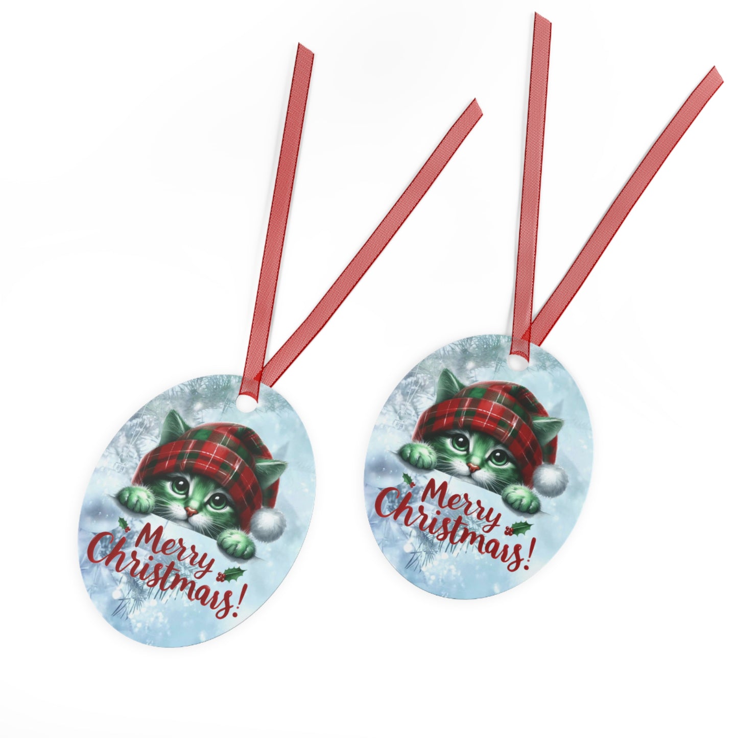 Merry Christmas Kitty - Metal Ornaments