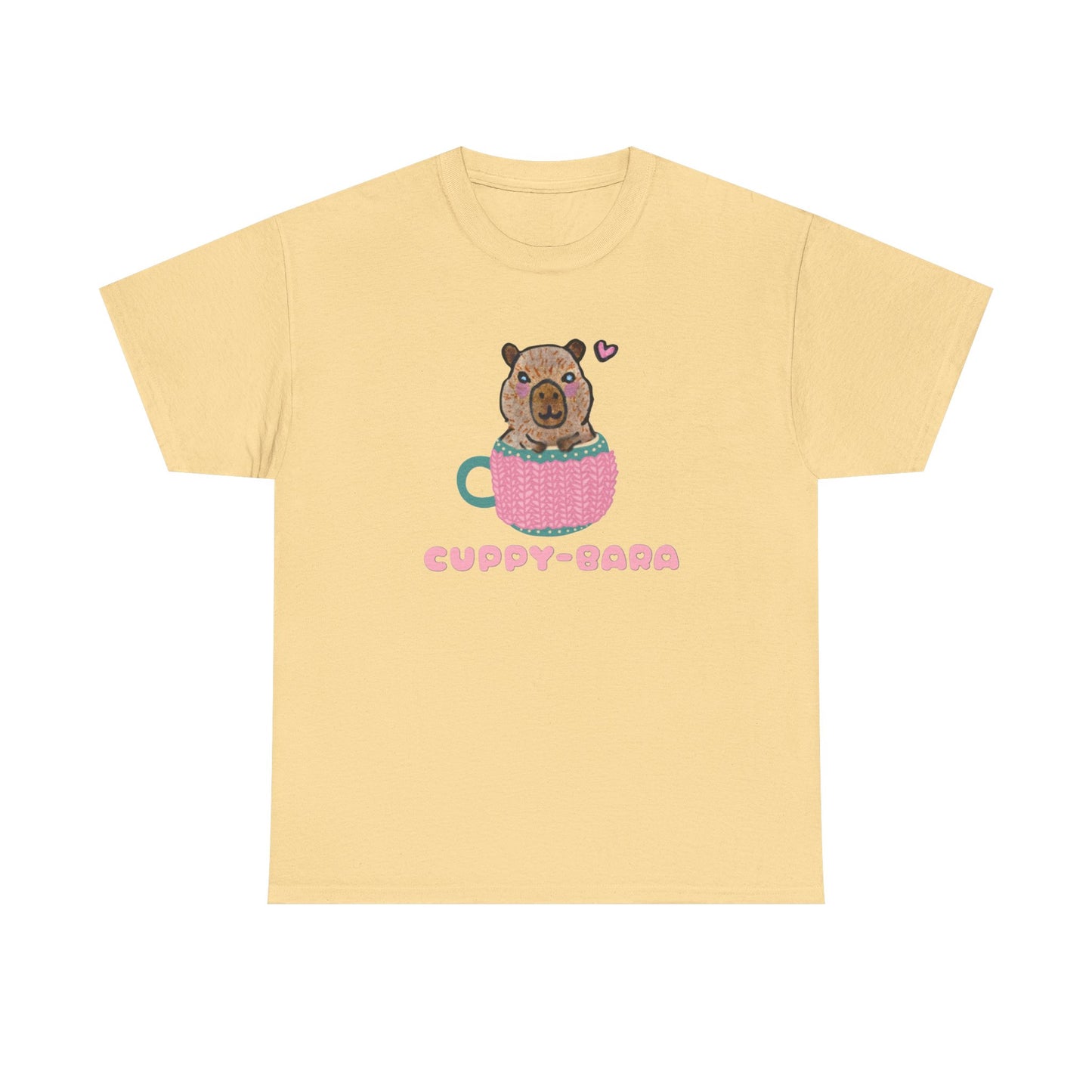 Cute Cuppy-Bara Unisex Heavy Cotton Tee – Adorable Animal Graphic Tee for Casual Wear