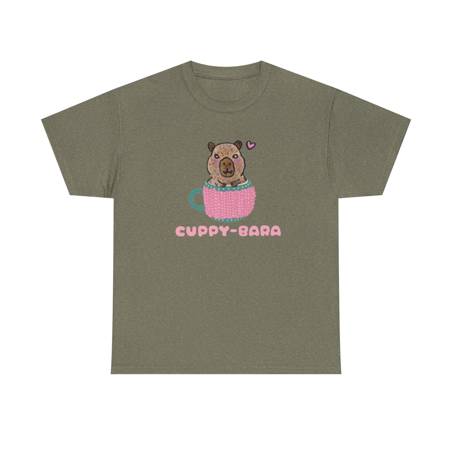 Cute Cuppy-Bara Unisex Heavy Cotton Tee – Adorable Animal Graphic Tee for Casual Wear