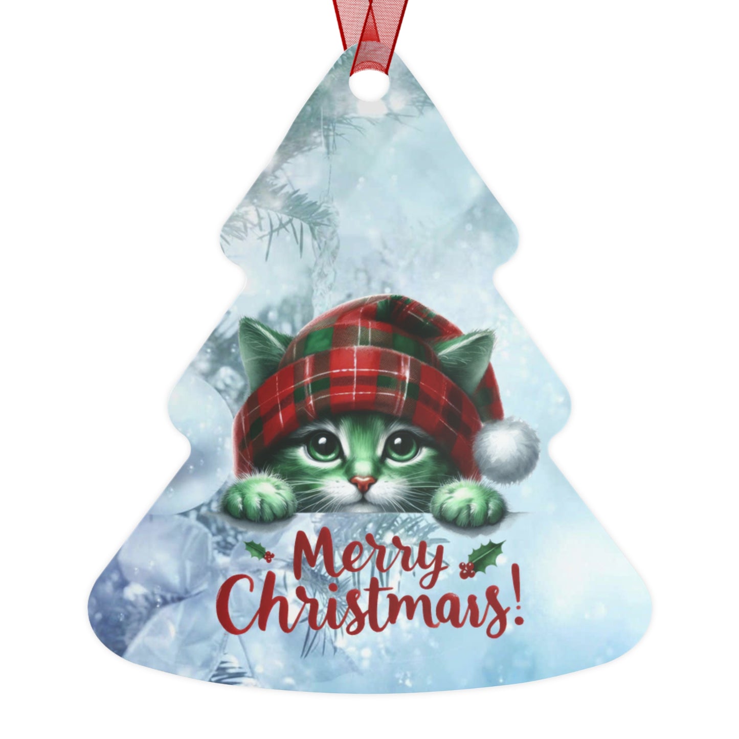 Merry Christmas Kitty - Metal Ornaments