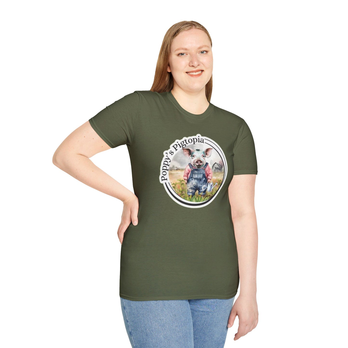 Poppy’s Pigtopia - Unisex Softstyle T-Shirt