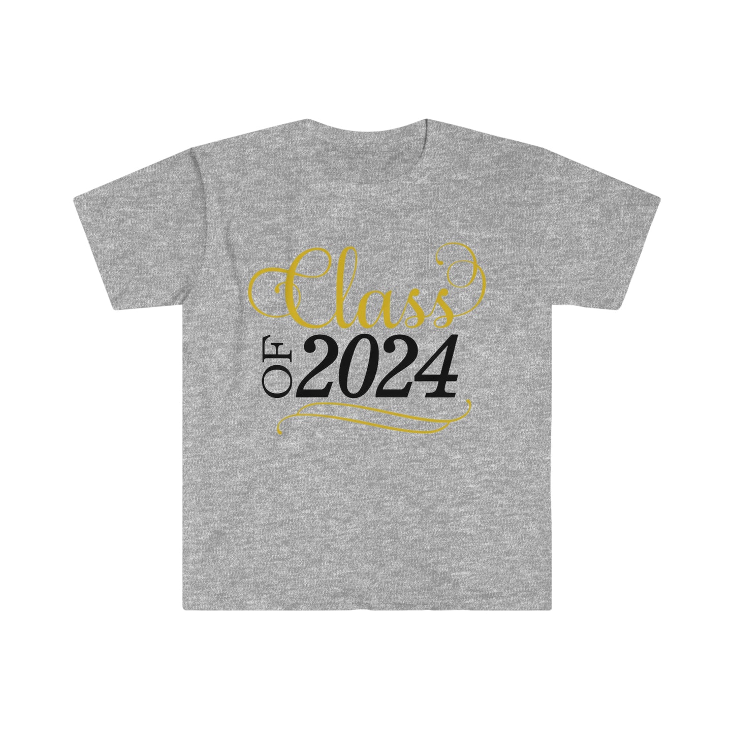 Class of 2024 Gold and Black Scroll - Unisex Softstyle T-Shirt