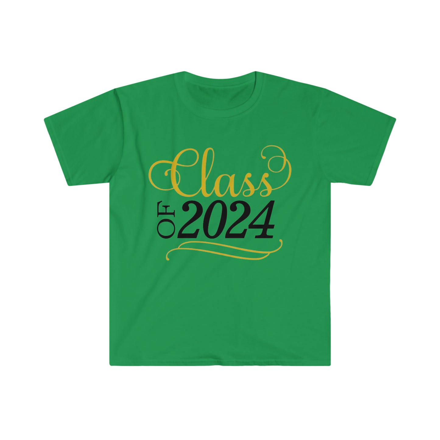 Class of 2024 Gold and Black Scroll - Unisex Softstyle T-Shirt