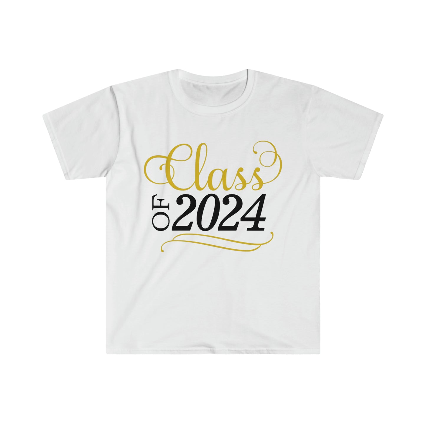 Class of 2024 Gold and Black Scroll - Unisex Softstyle T-Shirt