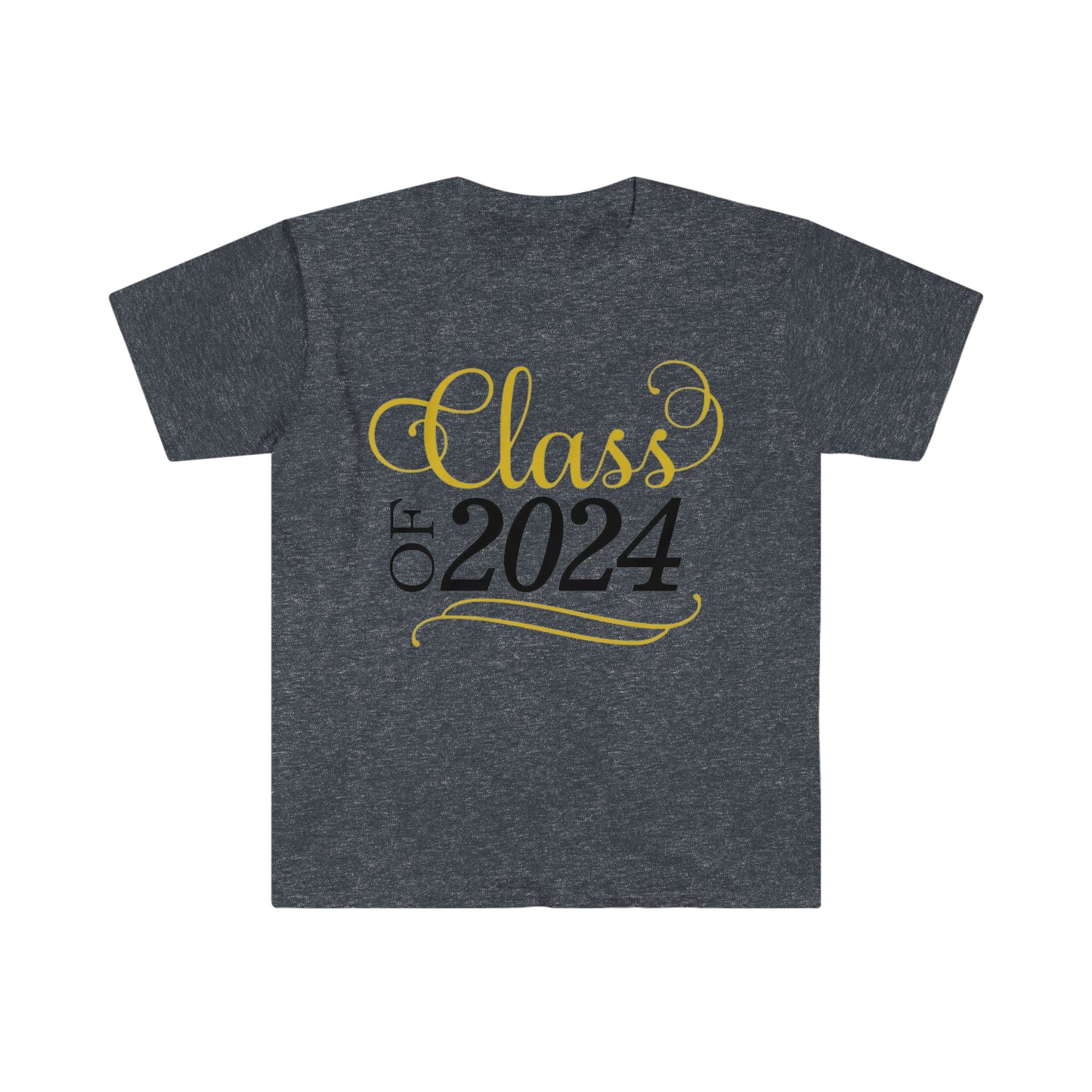 Class of 2024 Gold and Black Scroll - Unisex Softstyle T-Shirt