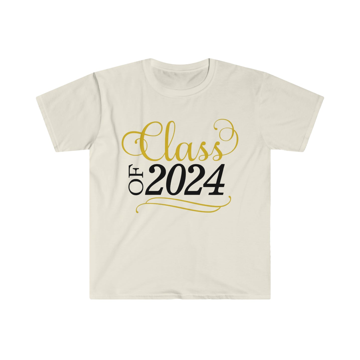 Class of 2024 Gold and Black Scroll - Unisex Softstyle T-Shirt