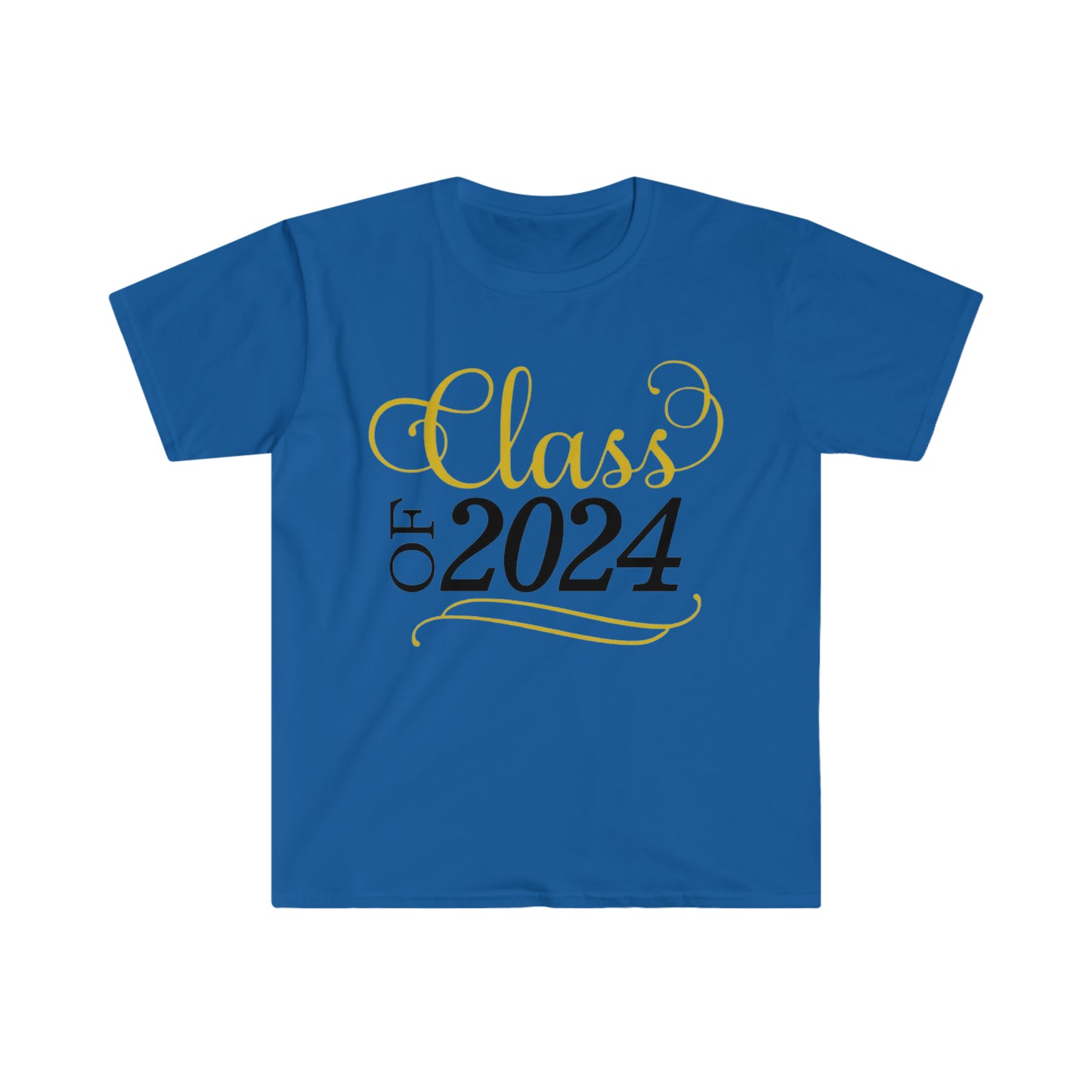 Class of 2024 Gold and Black Scroll - Unisex Softstyle T-Shirt