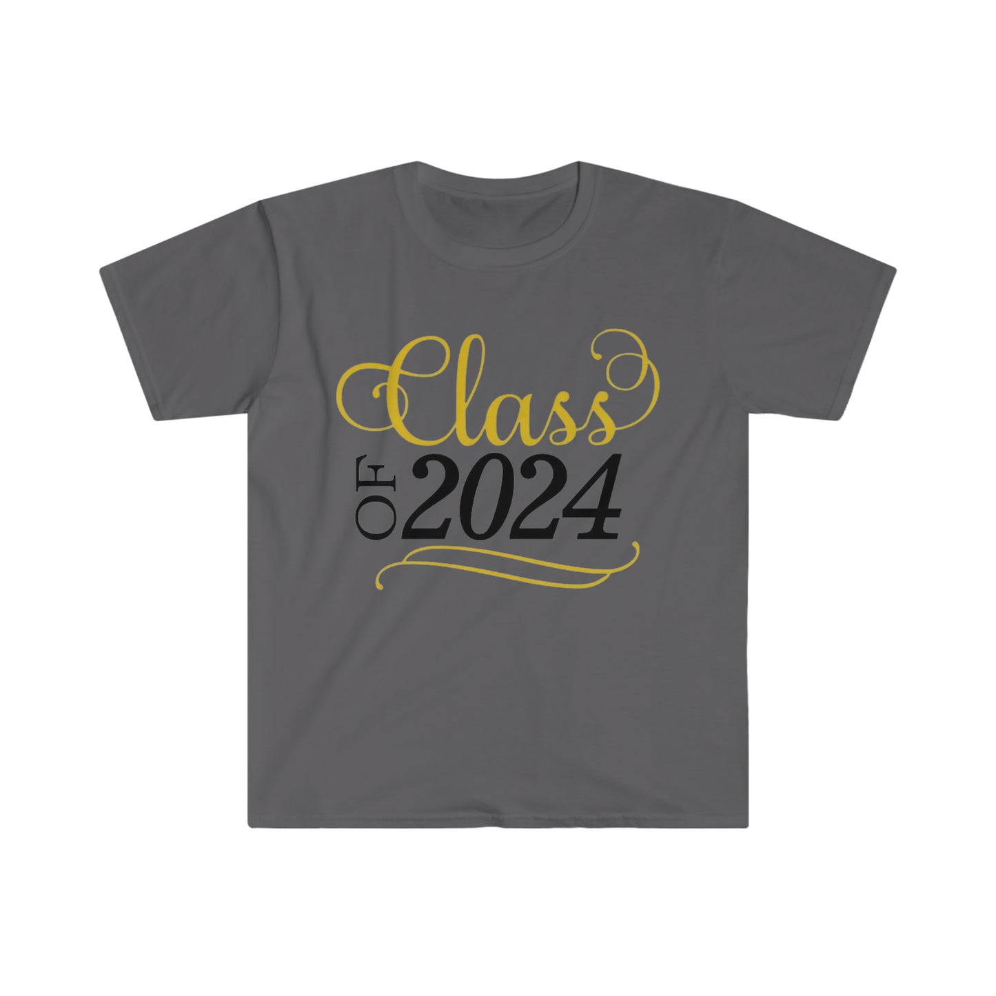 Class of 2024 Gold and Black Scroll - Unisex Softstyle T-Shirt