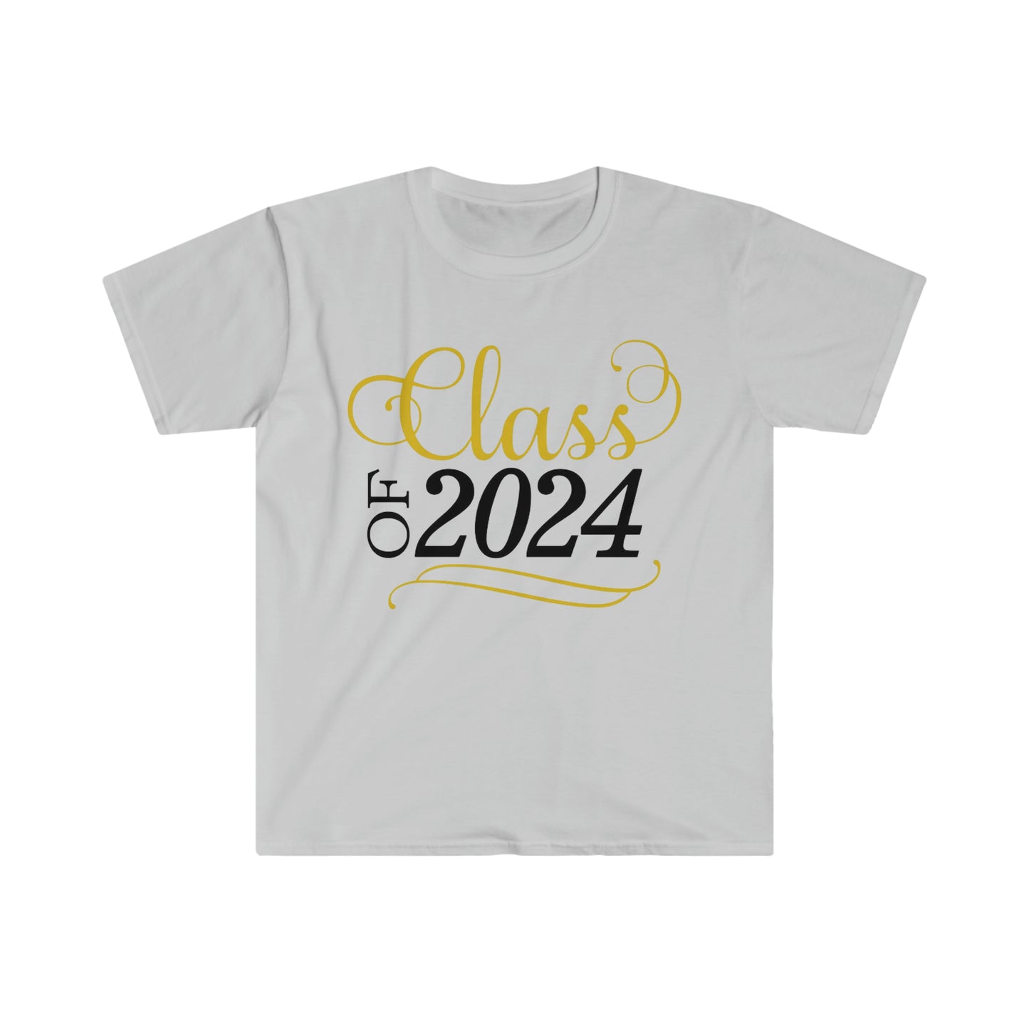 Class of 2024 Gold and Black Scroll - Unisex Softstyle T-Shirt